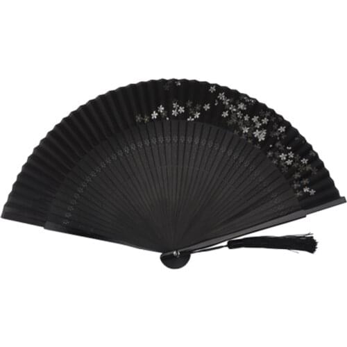 Portable Chinese Hanfu Deraction Hand Fan Classical Lady Folding Hand Dance Fan Summer Small Bamboo Craft Silk Fan Ventilador