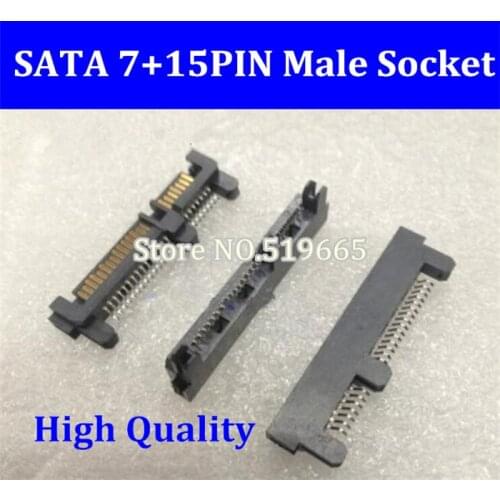 SATA connector male 7P+15P 22Pin 7+15 SMT Connector socket 90 degree for SATA hard disk interface 22pin , PCB board
