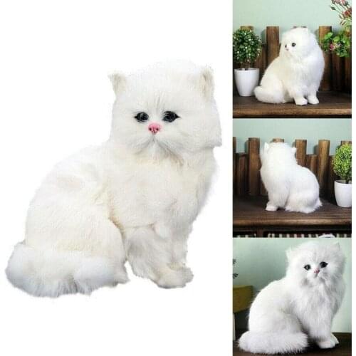 1pcs Realistic Persian Cat Simulation Cat Stuffed Animal Toys Realistic Cat Toy For Pet Lovers Luxury Home Decor White Color