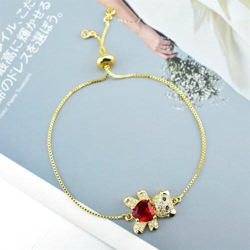 Luxury Cute Lady Bracelet Chic Jewelry Bear Cute Teddy Pendant Bracelet for Women Party Jewelry Gift