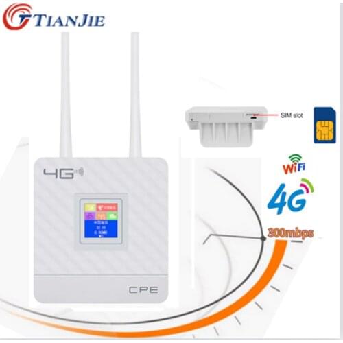 TIANJIE 3G/4G LTE CPE Wifi SIM Card data Router Unlocked 4G 300Mpbs Mobile Hotspot WAN/LAN Port Dual External Antennas Gateway