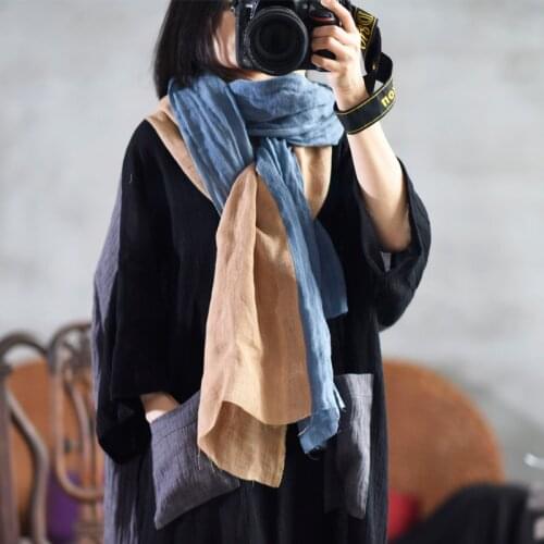 Women Linen Autumn Winter Scarves Female 2019 Flax Scarf Ladies Vintage Retro Scarves