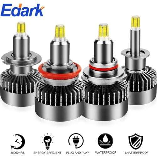 Edark 6000K 9000LM CSP Chip Car LED Headlight Bulbs H1 H7 H9 H11 9005 9006 9012 D1S D2S D3S D4S D5S 360degree 6 Sides Auto Lamp