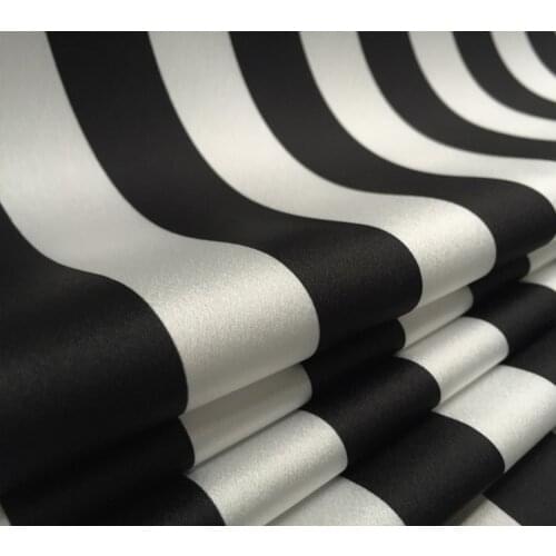 145cm Width Fashion Black and White Stripe Printed Imitate Silk Satin Fabric For Woman Dress Blouse Pants DIY Cloth Sewing