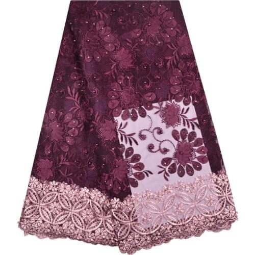 High Quality 2018 Rhinestones Guipure French Net Lace Mesh Nigerian Lace Fabric Cheap Embroidered African Lace Fabric 1338