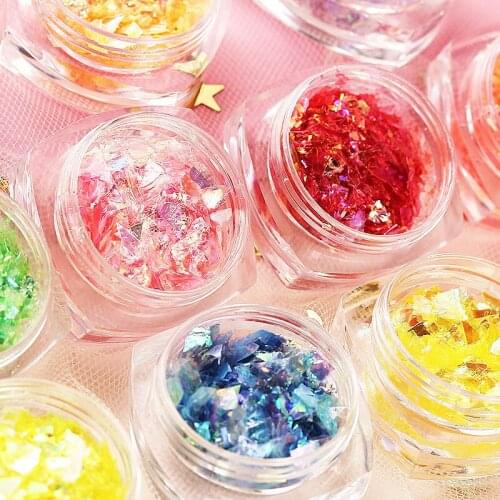 Candy Nail Sequins Glass Paper Aurora AB Color Nail Flakes Irregular Stunning Pailliette Sticker Colorful Nail Art Decoration