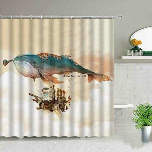 Ocean Biology Octopus Whale Sea Turtle Shower Curtains Creativity Design Curtain Bathtub Decor Cloth Sets Waterproof Fabric