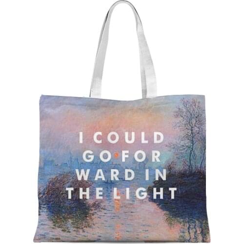 Landscape letter oil painting ladies shoulder bag cotton and linen portable large capacity shoulder bag canvas tote bag