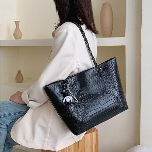 Women Leather Handbags Female Crocodile Brand Ladies Shoulder Bag Designer Luxury Lady Tote Large Capacity Shoulder Bag
