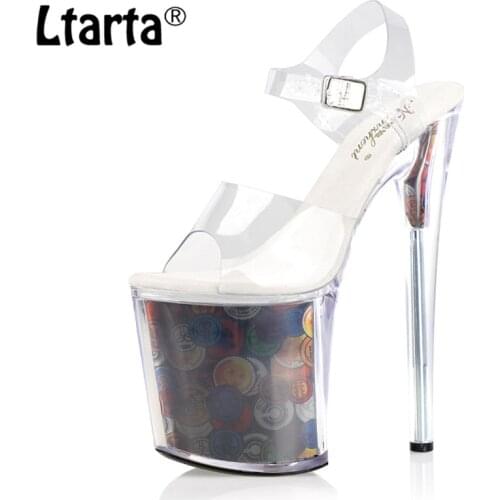 Ltarta Waterproof Platform Fish Mouth Sandals 20CM Large Size Model Sexy Pole Dance High Heels Nightclub Women Sandals LYP