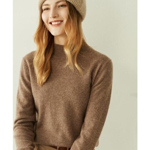 LONGMING Women Sweater 100% Cashmere Pullover Women Knitted Sweater Autumn Warm Wool Sweater Jumpers Female Solid Long Sleeve