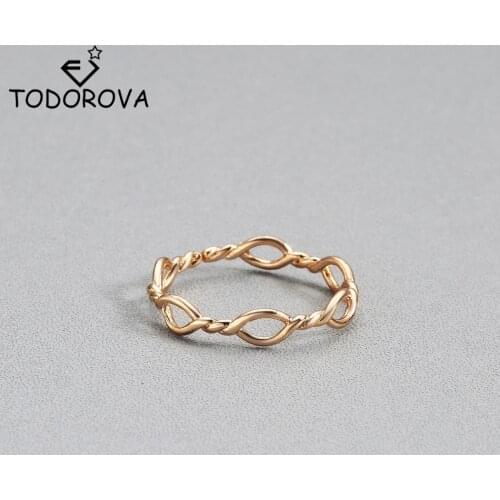 Todorova Trendy Thin Twist Rope Rings for Women Femme Simple Infinity Ring Wedding Band Knuckle Ring Party Gift Jewelry