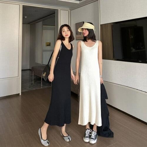 Women Sleeveless Maxi Dress Sling V-Neck Long Dresses Summer Sundress 2021 Sexy Women Dresses