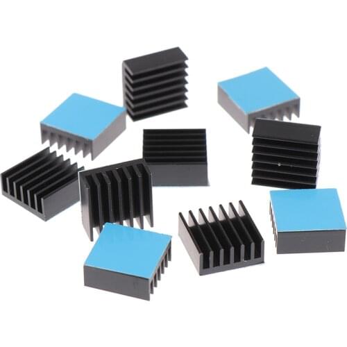 10pcs 14x14x6mm Black Anodize Extruded Aluminum Radiators Aluminium Heatsink Ram With Thermal Pad Fans & Cooling