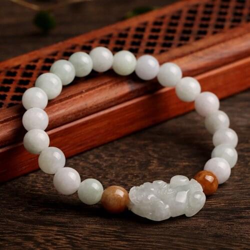 100% natural real emerald lucky Pixiu bracelet mens and womens bracelet jewelry lucky transfer hand-carved gift