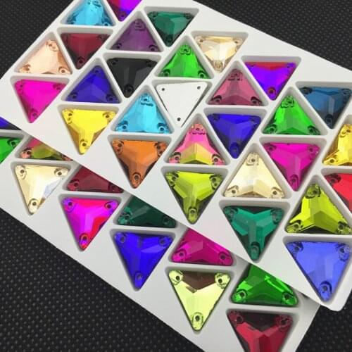 12mm Triangle Rhinestones More Colors 60pcs Glass Crystal Sew-on Stone Flatback Sewing For Dress,Clothing DIY Garment