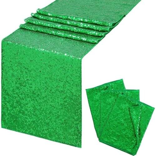 2 Pack Sequin Table Runner Green Table Runner for Birthday Wedding Bachelorette Holiday Celebration Party Decorations