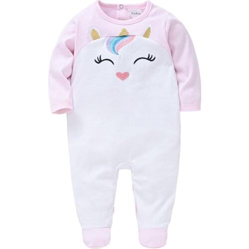 2020 0-12M Newborn Baby Girl Clothes Cute Cartoon Unicorn Infant Baby Rompers Jumpsuit Fashion New Toddler Baby Outfits Clothes