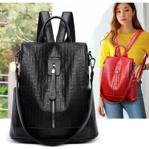 3 in 1 Fashion Women Anti-Theft Backpack High Quality Leather School Bags Shoulder Bag Sac A Dos Female Travel Backpack Mochila