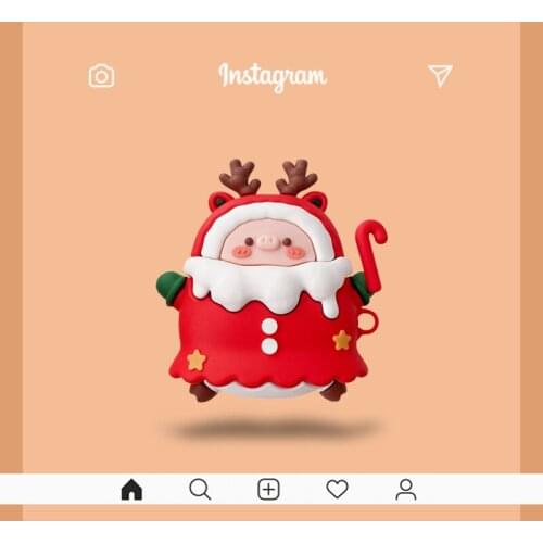 3D Cute Christmas Elk Piglet Earphone Cases For Apple AirPods case Pro 1 2 3 Silicone Bluetooth Wireless Protective Cover