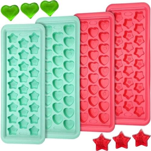 4 Pieces Heart&Star Shaped Ice Cube Tray,26 Cavities Ice Cube Mould Easy to Release,for Whiskey,Cocktails&Chilled Drinks