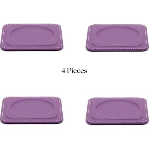 4 Pieces PU Leather Coaster Coffee Cup Mat Easy to Clean Tea Pad Table Pad Desk Accessories Desk Organizer Personalized Desk Pad