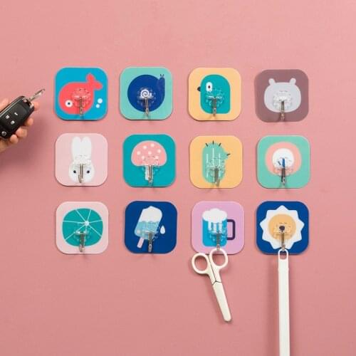 5 Packs of Powerful and Seamless Adhesive Cartoon Hooks Multifunctional Wall Hooks Behind Kitchen and Bathroom Doors