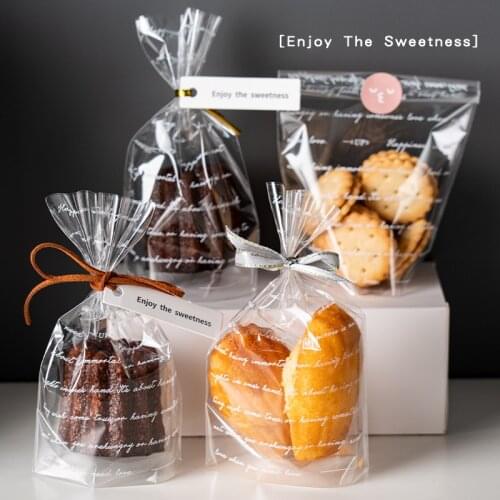 50PCS Clear Plastic Bag Flat Open Top For Candy Cookie Bread Food OPP Cake Gift Packaging Printing Bags Wedding Party DIY
