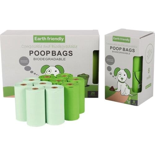 8 or 20 Rolls/Box Dog Poop Bag Degradation Disposable Garbage Bag Fully degradable cornstarch garbage bag disposable dog poo bag