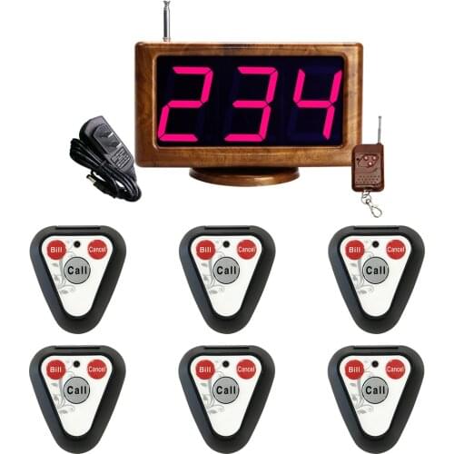 JINGLE BELLS rechargeable wireless Hotel calling system 6 calling buttons transmitter and 1 screen receiver/service call bells