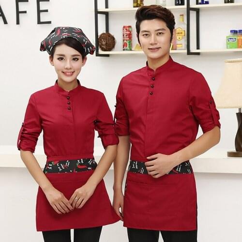 L-4XL Plus size Long Sleeve Uniform Shirt+Apron 2pcs Set Hotpot Restaurant Waitress Workwear Tea House Autumn/Winter Uniforms