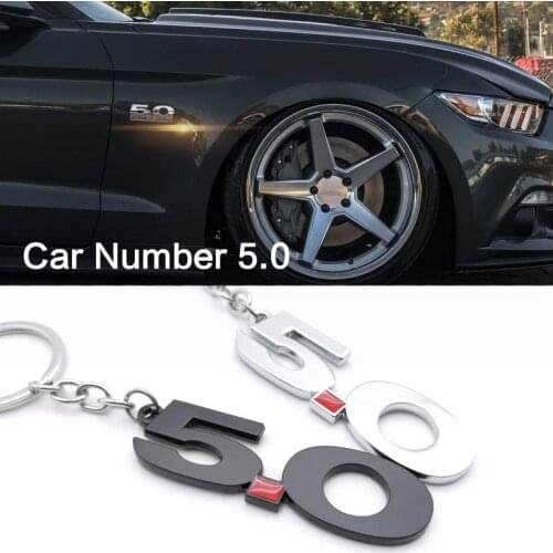 Multi-style Alloy refitted vehicle Car Key ring KeyChain Number 5.0 Key Chain Fob Ring For Mustang GT 500/Cobra Black & Silver