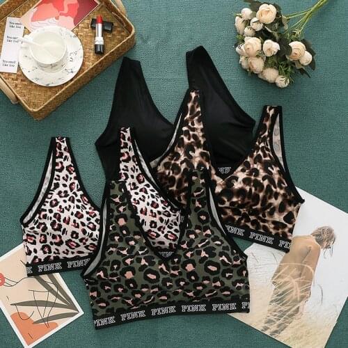 Sexy Leopard Bra Women Wireless Bralette Seamless Push-up Underwear Lingerie Intimates Brassiere Girls Sports Padding Bras