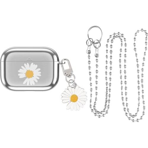 For AirPods 1 2 3 Case Flower Crossbody Chain Plating Headset Case AirPods Pro Earphone Protection Cover Air Pods 2 Case