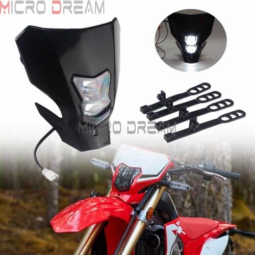 Black MX Dirt Bike 12V LED Enduro Head Light for Honda CRF450L CRF450XR 2019-2020 YZ TTR WR Custom Dual Sport Headlight Fairing