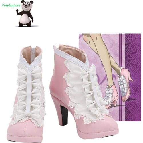 CosplayLove D.Gray-Man Road Kamelot Pink Cosplay Shoes Long Boots Leather Custom Made