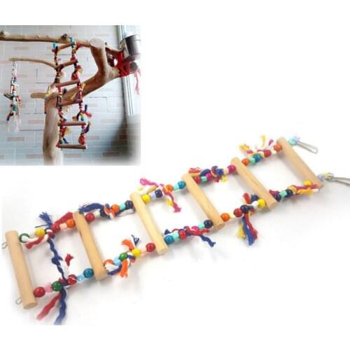 Parrot Pet Bird Wood Ladder Climb Hanging Hamster Toys Rope Parrot Bites Stand Parakeet Budgie Birds Toys Accessoires Supplies
