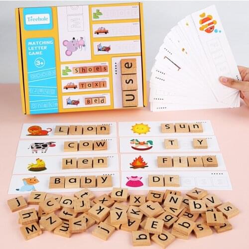 Kids Early Educational Card English Alphabet Letter Wood Toy Learning Games Wooden Cognitive Puzzle Montessori Toys For Children