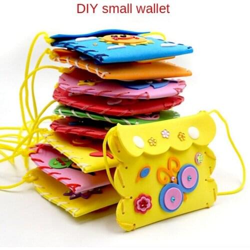 Child DIY Sewing Mini Small Wallet EVA Paste Handwork Make Material Package Kindergarten Creativity Coin Purse Toy Kids Gifts