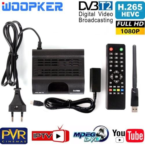 DVB T2 TV Tuner DVB-C Tdt Digital TV Box Dvb-t2 Wifi HD 1080P Set-top HEVC H265 Decoder Support IPTV Youtube Russian Italy