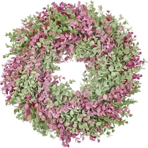 Eucalyptus Wreath Decor Door Hanging Garland Ornament Simulation Leaf Wreath Artificial Plant Decor Home Party Fall Festival