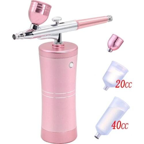 Mini Rechargeable Airbrush Pink Portable Moisture Injection Paint Spray Gun Multiple Capacity For Beauty Colorful Sprayer Pen