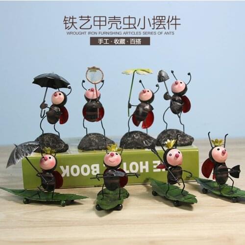 Creative Cute Iron Art Beetle Model Living Room Furnishing Home TV Cabinet Decoration Ants Figurines Handicraft Desk Decoration