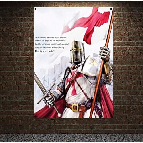 Ancient Cross Legion Banners Flags Wall Art Knights Templar Posters Wall Hanging Ornaments Mural Canvas Painting Home Decor N5