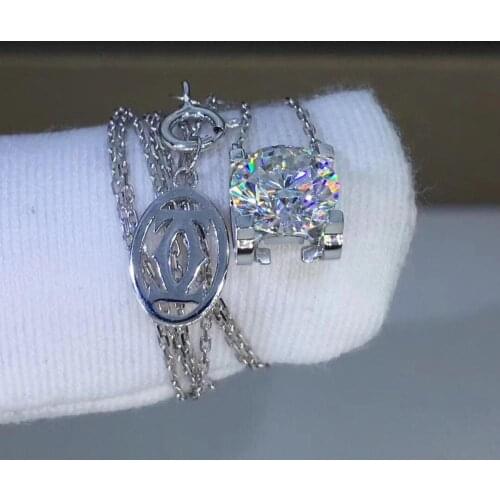 Poetry Of Jew Store Round White gold Moissanite Pendants 1ct D VVS Luxury Moissanite Weding Pendants for Women