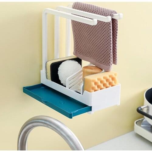 Kitchen Countertop Rag Storage Rack Dish Cloth Drain Rack Foldable Dish Rack Fixed Rack Free Perforation Kitchen Goods In Stock