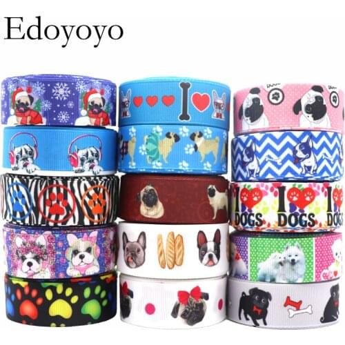 10 yards 7/8" (22mm) dog printed grosgrain ribbon cute animals ribbon hair accessories 10 yards Y2020091803