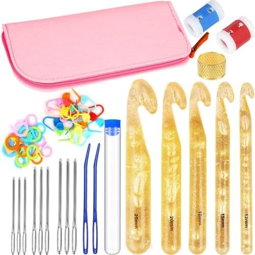 LMDZ Huge Crochet Hooks Knitting Needles Stitches Kit Craft Case Wool Crocheted Set Weaving Tools Embroidery Weave Yarn Kits