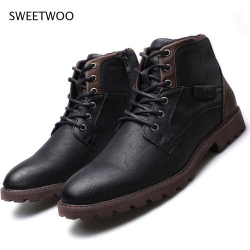 Men Boots Spring Winter Boot American Style Vintage Fashion Shoes for Man Big Sizes 39-48 Martin Boots with Side Zipper