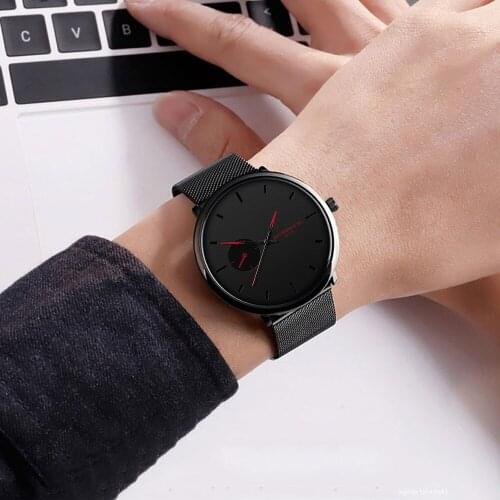 Mens Watch Stainless Steel Dial Luxury Watch Men Sport Watches Mesh Strap Wristwatch Clock 2020 Top Brand Relogio Masculino